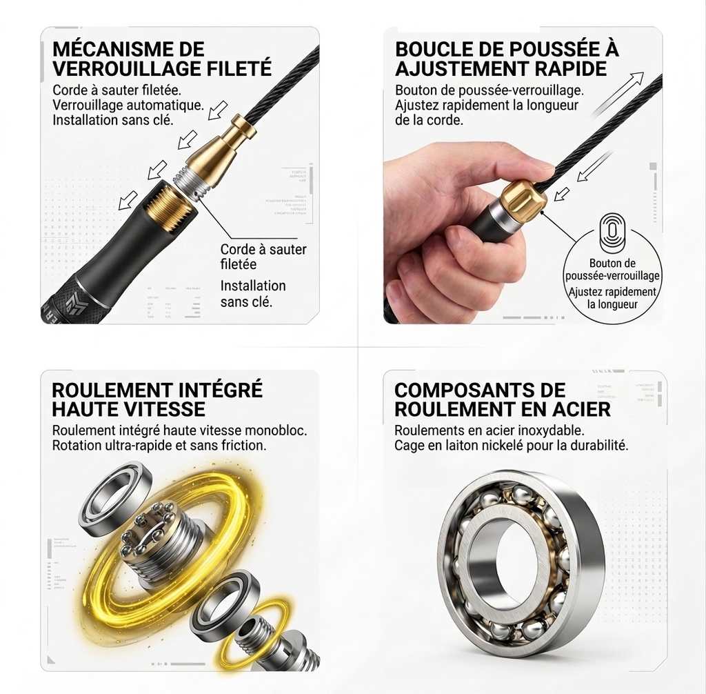 Corde à Sauter Pro — Roulement à Bille Haute Vitesse
